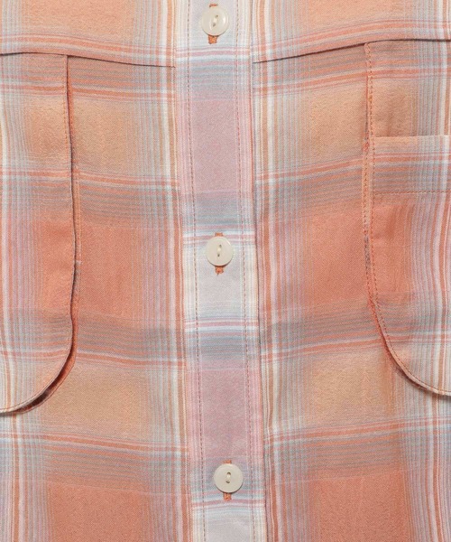 niko and...(ニコアンド)の「フィッシングチェックシアーシャツ(シャツ/ブラウス・レディース・ライトブルー/アイボリー/オレンジ・FREE)」の4枚目の写真