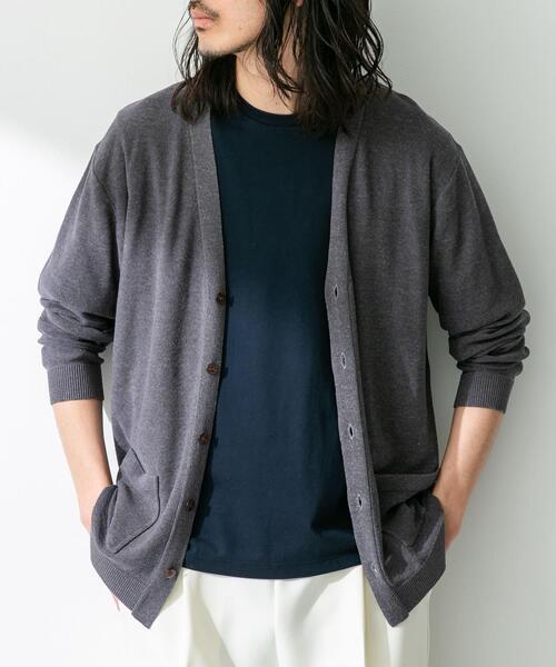 URBAN RESEARCH Sonny Label（アーバンリサーチサニーレーベル）の「『洗濯可』リネン混Vネックニットカーディガン（カーディガン/ボレロ・メンズ・オレンジ/ネイビー/オフホワイト/グリーン・MEDIUM/LARGE）」の4枚目の写真