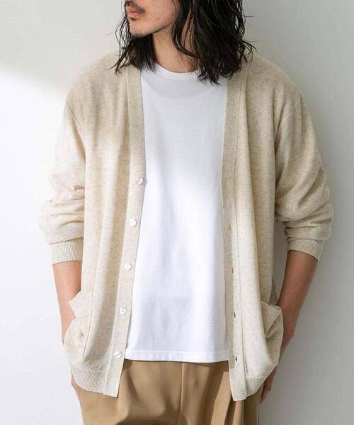 URBAN RESEARCH Sonny Label（アーバンリサーチサニーレーベル）の「『洗濯可』リネン混Vネックニットカーディガン（カーディガン/ボレロ・メンズ・オレンジ/ネイビー/オフホワイト/グリーン・MEDIUM/LARGE）」の2枚目の写真