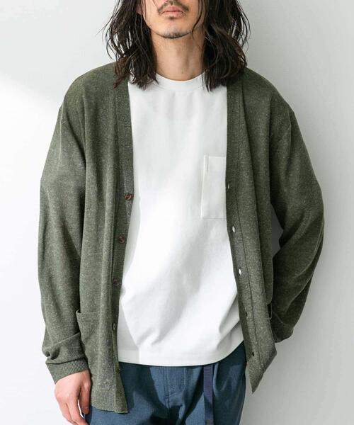 URBAN RESEARCH Sonny Label（アーバンリサーチサニーレーベル）の「『洗濯可』リネン混Vネックニットカーディガン（カーディガン/ボレロ・メンズ・オレンジ/ネイビー/オフホワイト/グリーン・MEDIUM/LARGE）」の3枚目の写真