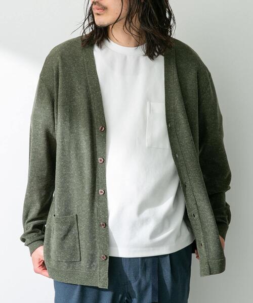 URBAN RESEARCH Sonny Label（アーバンリサーチサニーレーベル）の「『洗濯可』リネン混Vネックニットカーディガン（カーディガン/ボレロ・メンズ・オレンジ/ネイビー/オフホワイト/グリーン・MEDIUM/LARGE）」の13枚目の写真