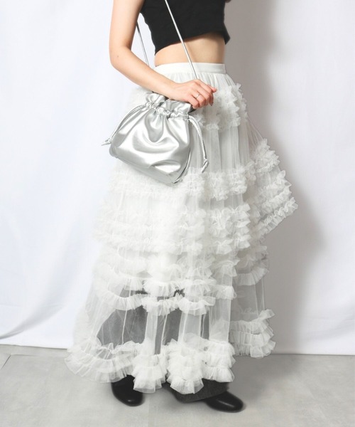 sevens（セブンズ）の「【sevens】シースルーボリュームフリルスカート  