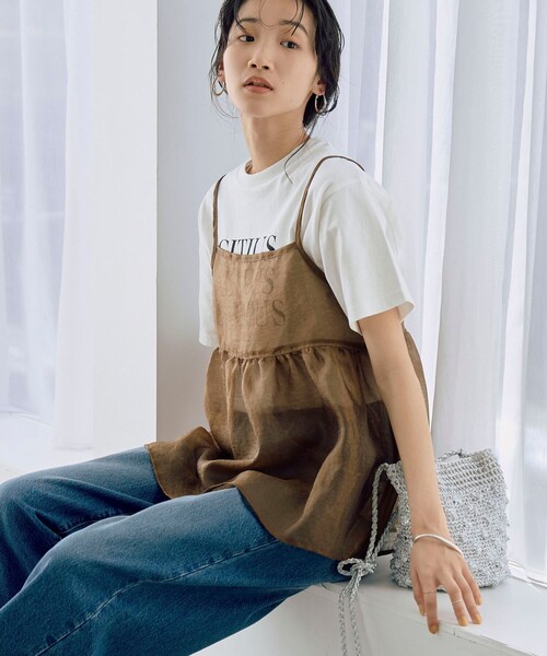 coen（コーエン）の「ヒョウ柄ジャガードシアーキャミトップス（キャミソール・レディース・モカ/ダークグレー・FREE）」の12枚目の写真