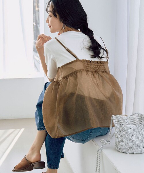 coen（コーエン）の「ヒョウ柄ジャガードシアーキャミトップス（キャミソール・レディース・モカ/ダークグレー・FREE）」の13枚目の写真