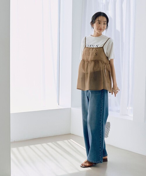 coen（コーエン）の「ヒョウ柄ジャガードシアーキャミトップス（キャミソール・レディース・モカ/ダークグレー・FREE）」の16枚目の写真