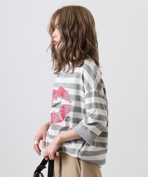 FUNALIVE(ファンアライブ)の「AveAngelina Printクチビル柄チュニックTEE(Tシャツ/カットソー・レディース・ブラック×ホワイト/グレー×ホワイト・FREE)」の11枚目の写真