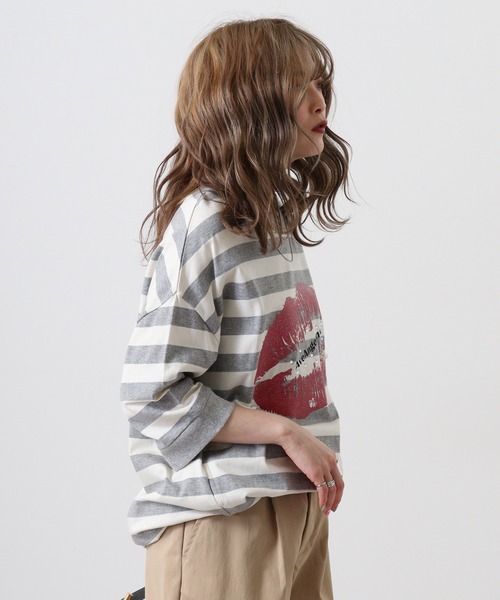 FUNALIVE(ファンアライブ)の「AveAngelina Printクチビル柄チュニックTEE(Tシャツ/カットソー・レディース・ブラック×ホワイト/グレー×ホワイト・FREE)」の12枚目の写真