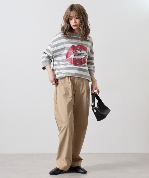 FUNALIVE(ファンアライブ)の「AveAngelina Printクチビル柄チュニックTEE(Tシャツ/カットソー・レディース・ブラック×ホワイト/グレー×ホワイト・FREE)」の13枚目の写真