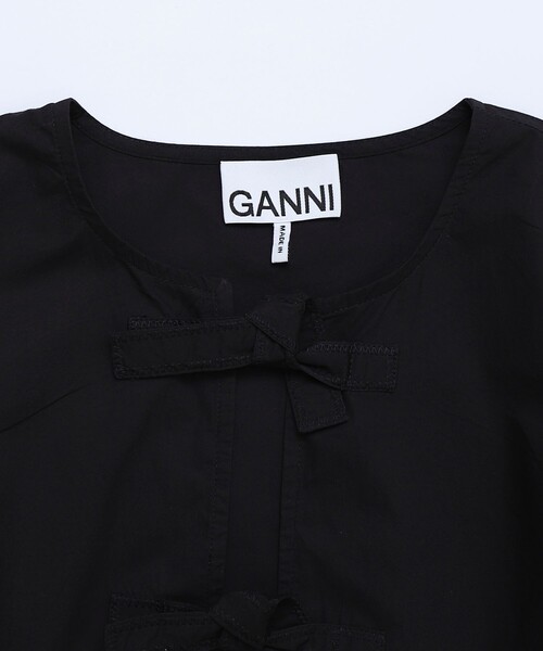 GANNI(ガニー)の「GANNI/ガニー COTTON POPLIN PEPLUM BLOUCE / F7364 / コットンポプリンペプラムブラウス(シャツ/ブラウス・レディース・ホワイト/ブラック・36)」の4枚目の写真