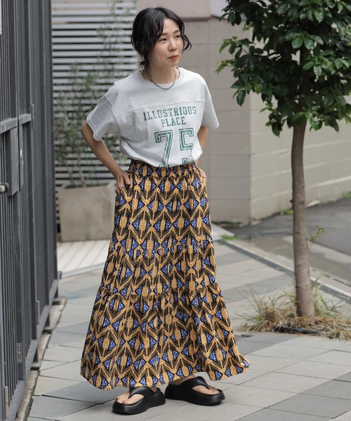 LEPSIM（レプシィム）の「アフリカンプリントスカート　117492（スカート・レディース・オレンジ/グリーン/ピンク・FREE）」の14枚目の写真