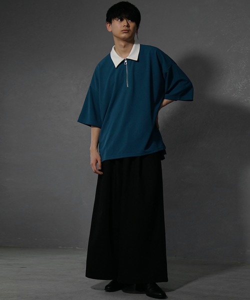 MinoriTY（マイノリティ）の「【MinoriTY×ファッションインフルエンサー　やーこん】カラースチームハーフジップポロシャツ（ポロシャツ・メンズ・ブラック/ブルー・M/L/S）」の11枚目の写真