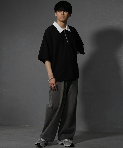 MinoriTY（マイノリティ）の「【MinoriTY×ファッションインフルエンサー　やーこん】カラースチームハーフジップポロシャツ（ポロシャツ・メンズ・ブラック/ブルー・M/L/S）」の17枚目の写真