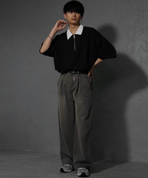 MinoriTY（マイノリティ）の「【MinoriTY×ファッションインフルエンサー　やーこん】カラースチームハーフジップポロシャツ（ポロシャツ・メンズ・ブラック/ブルー・M/L/S）」の19枚目の写真