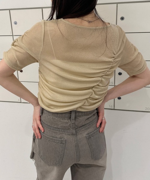 solleim（ソルレム）の「シアーシャーリングラメトップス（Tシャツ/カットソー・レディース・ブラック/シルバー/ベージュ・M）」の10枚目の写真