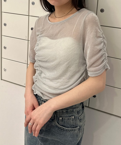 solleim（ソルレム）の「シアーシャーリングラメトップス（Tシャツ/カットソー・レディース・ブラック/シルバー/ベージュ・M）」の11枚目の写真