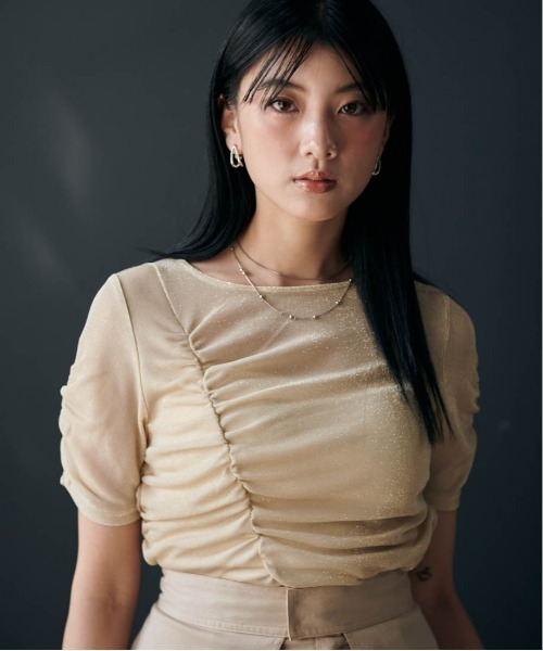 solleim（ソルレム）の「シアーシャーリングラメトップス（Tシャツ/カットソー・レディース・ブラック/シルバー/ベージュ・M）」の22枚目の写真