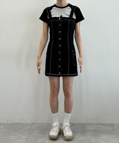 3.3 Field Trip （3.3フィールドトリップ）の「3.3 Field Trip／ボタンデニムワンピース（ワンピース・レディース・ブラック・LARGE/MEDIUM）」の2枚目の写真