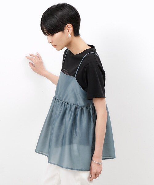 OPAQUE.CLIP（オペークドットクリップ）の「◆シアーキャミブラウス【洗濯機洗い可】（タンクトップ・レディース・マスタード/グレー/ブラック/ライトブルー/ブラウン系その他・00）」の5枚目の写真