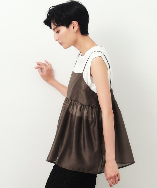 OPAQUE.CLIP（オペークドットクリップ）の「◆シアーキャミブラウス【洗濯機洗い可】（タンクトップ・レディース・マスタード/グレー/ブラック/ライトブルー/ブラウン系その他・00）」の16枚目の写真