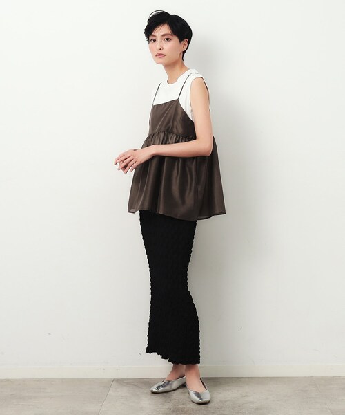 OPAQUE.CLIP（オペークドットクリップ）の「◆シアーキャミブラウス【洗濯機洗い可】（タンクトップ・レディース・マスタード/グレー/ブラック/ライトブルー/ブラウン系その他・00）」の14枚目の写真