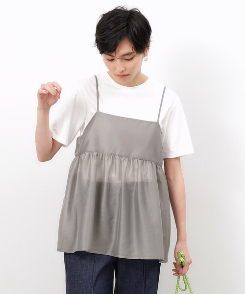 OPAQUE.CLIP（オペークドットクリップ）の「◆シアーキャミブラウス【洗濯機洗い可】（タンクトップ・レディース・マスタード/グレー/ブラック/ライトブルー/ブラウン系その他・00）」の12枚目の写真