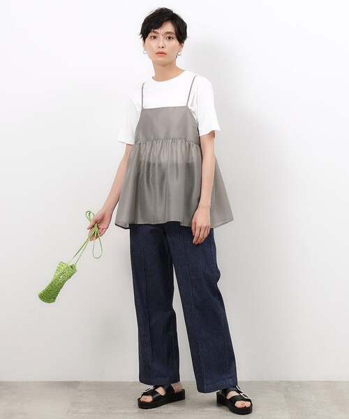 OPAQUE.CLIP（オペークドットクリップ）の「◆シアーキャミブラウス【洗濯機洗い可】（タンクトップ・レディース・マスタード/グレー/ブラック/ライトブルー/ブラウン系その他・00）」の11枚目の写真