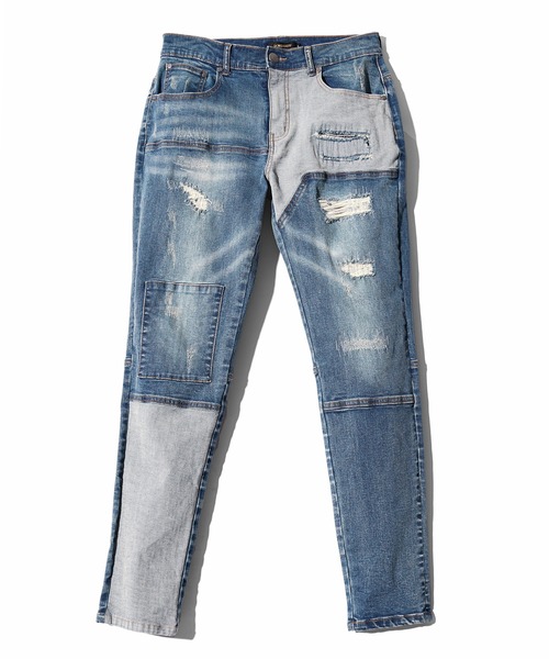 デニムパンツ メンズ ジーパン ピグメントデニム ビンテージ加工 裾