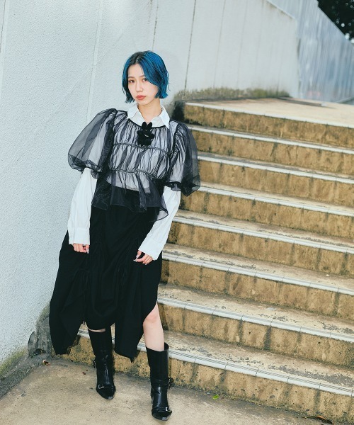 led.tokyo（レッドトウキョウ）の「【led.tokyo】シフォンギャザーブラウス（シャツ/ブラウス・レディース・ブラック/ブルー・FREE）」の9枚目の写真