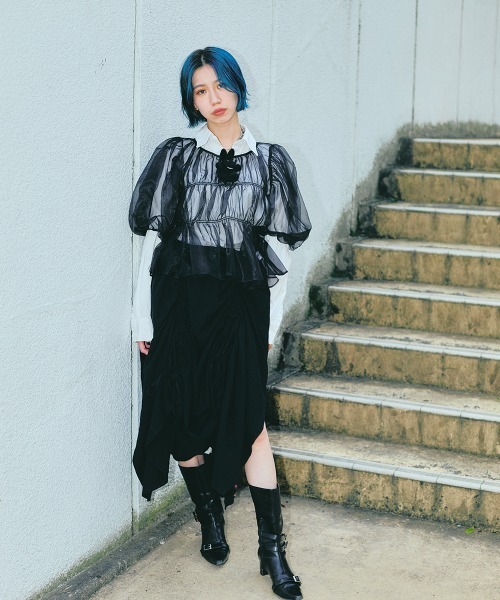 led.tokyo（レッドトウキョウ）の「【led.tokyo】シフォンギャザーブラウス（シャツ/ブラウス・レディース・ブラック/ブルー・FREE）」の10枚目の写真