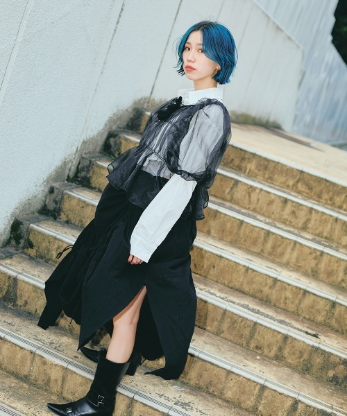 led.tokyo（レッドトウキョウ）の「【led.tokyo】シフォンギャザーブラウス（シャツ/ブラウス・レディース・ブラック/ブルー・FREE）」の11枚目の写真