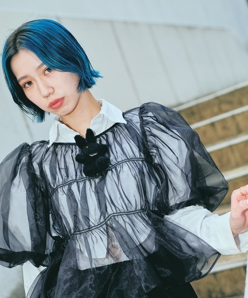 led.tokyo（レッドトウキョウ）の「【led.tokyo】シフォンギャザーブラウス（シャツ/ブラウス・レディース・ブラック/ブルー・FREE）」の6枚目の写真