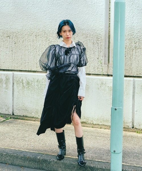 led.tokyo（レッドトウキョウ）の「【led.tokyo】シフォンギャザーブラウス（シャツ/ブラウス・レディース・ブラック/ブルー・FREE）」の8枚目の写真