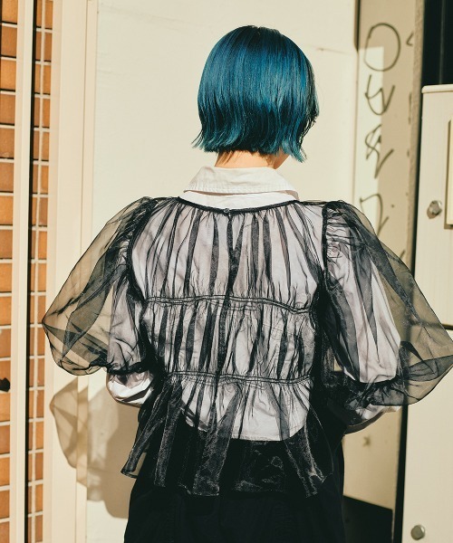 led.tokyo（レッドトウキョウ）の「【led.tokyo】シフォンギャザーブラウス（シャツ/ブラウス・レディース・ブラック/ブルー・FREE）」の5枚目の写真