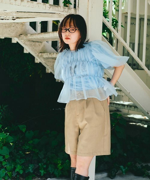 led.tokyo（レッドトウキョウ）の「【led.tokyo】シフォンギャザーブラウス（シャツ/ブラウス・レディース・ブラック/ブルー・FREE）」の14枚目の写真