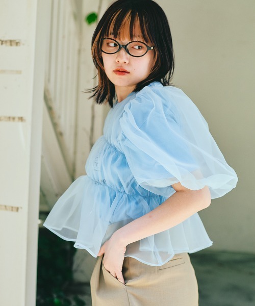 led.tokyo（レッドトウキョウ）の「【led.tokyo】シフォンギャザーブラウス（シャツ/ブラウス・レディース・ブラック/ブルー・FREE）」の12枚目の写真