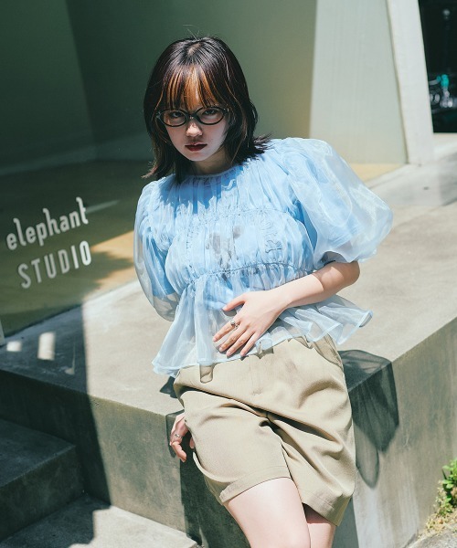 led.tokyo（レッドトウキョウ）の「【led.tokyo】シフォンギャザーブラウス（シャツ/ブラウス・レディース・ブラック/ブルー・FREE）」の16枚目の写真