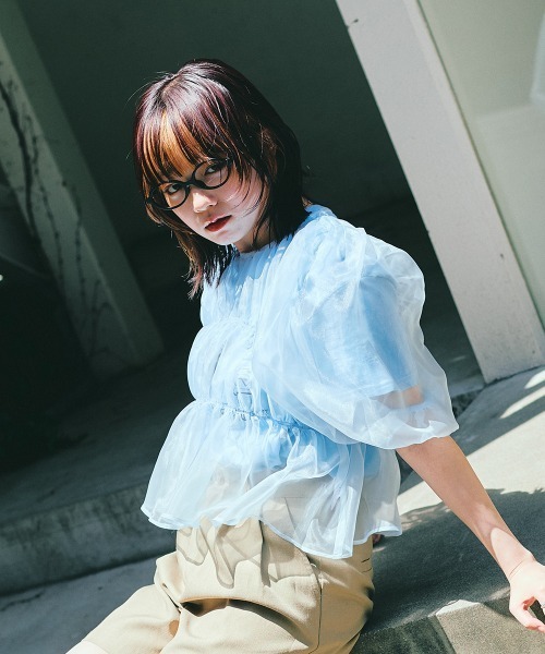 led.tokyo（レッドトウキョウ）の「【led.tokyo】シフォンギャザーブラウス（シャツ/ブラウス・レディース・ブラック/ブルー・FREE）」の17枚目の写真