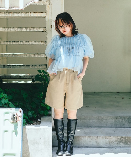 led.tokyo（レッドトウキョウ）の「【led.tokyo】シフォンギャザーブラウス（シャツ/ブラウス・レディース・ブラック/ブルー・FREE）」の15枚目の写真