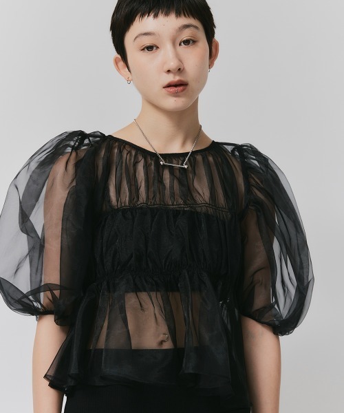 led.tokyo（レッドトウキョウ）の「【led.tokyo】シフォンギャザーブラウス（シャツ/ブラウス・レディース・ブラック/ブルー・FREE）」の18枚目の写真