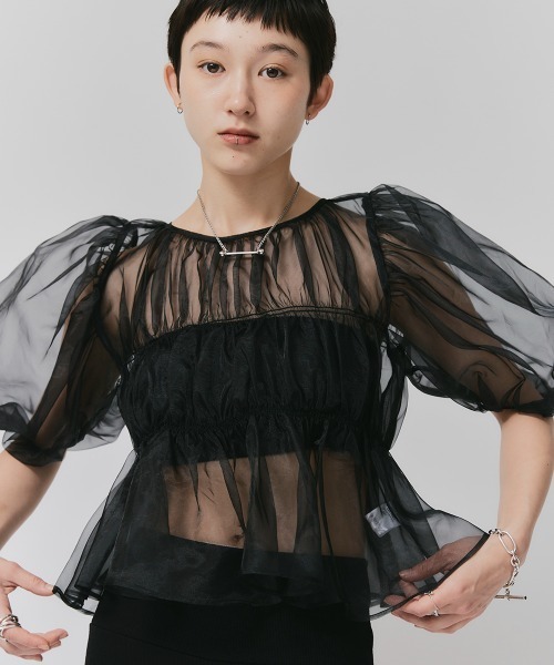 led.tokyo（レッドトウキョウ）の「【led.tokyo】シフォンギャザーブラウス（シャツ/ブラウス・レディース・ブラック/ブルー・FREE）」の19枚目の写真