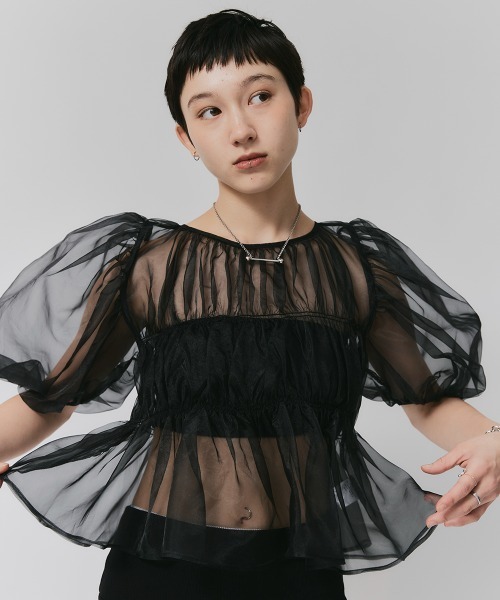 led.tokyo（レッドトウキョウ）の「【led.tokyo】シフォンギャザーブラウス（シャツ/ブラウス・レディース・ブラック/ブルー・FREE）」の20枚目の写真