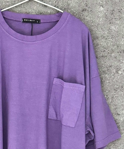 SHISKY（シスキー）の「ピグメント　オーバーサイズ　ポケット　Tシャツ（Tシャツ/カットソー・メンズ・ダークベージュ/チャコール/ネイビー/ブラック/ダークパープル/ダークグリーン・XL/L/M）」の6枚目の写真