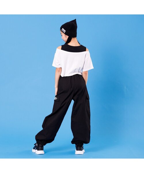 algy（アルジー）の「【上下セット】ドッキング風肩あきT&カーゴパンツセット（セットアップ・キッズ・ブラック/インディゴブルー・XX-SMALL/X-SMALL/SMALL/MEDIUM）」の4枚目の写真