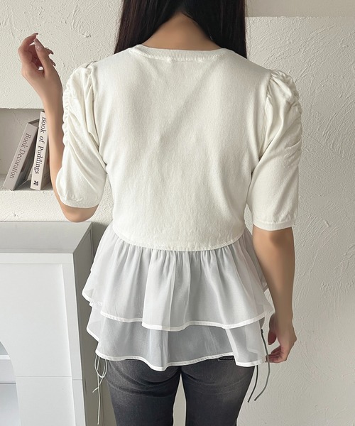 apres jour(アプレジュール)の「オーガンジードッキングペプラムニット【ZOZOTOWN限定アイテム】(ニット/セーター・レディース・オフホワイト/ピンク/ネイビー・フリー/X-LARGE)」の8枚目の写真