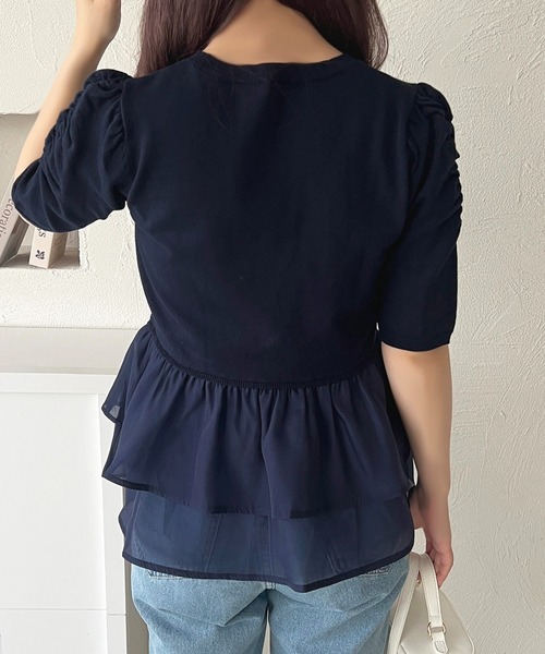 apres jour(アプレジュール)の「オーガンジードッキングペプラムニット【ZOZOTOWN限定アイテム】(ニット/セーター・レディース・オフホワイト/ピンク/ネイビー・フリー/X-LARGE)」の14枚目の写真