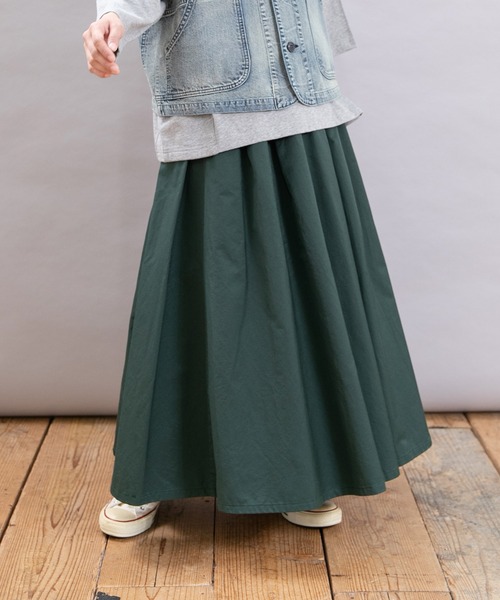 セール】G1073 コットンナイロンのプルオンロングスカート（スカート