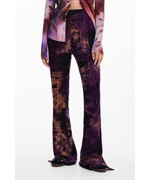 ニット調 フレアパンツ パープルミックス