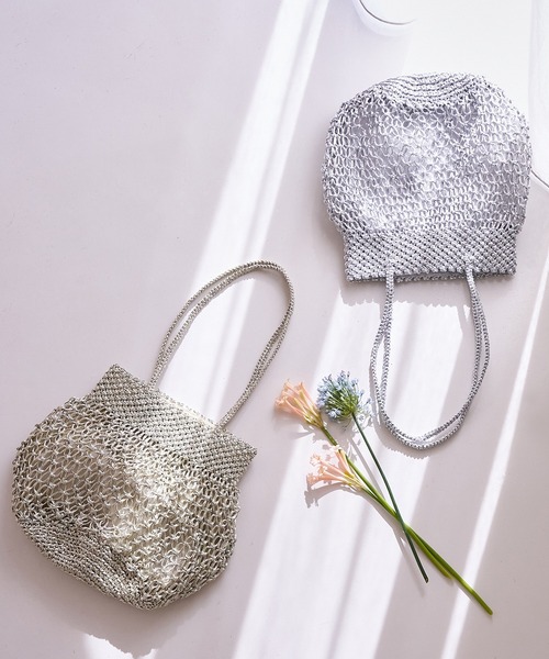 collex（コレックス）の「【ANANS】　SMALL マクラメ メタリック トートバッグ（かごバッグ・レディース・シルバー/ゴールド/ブラック・フリー）」の11枚目の写真