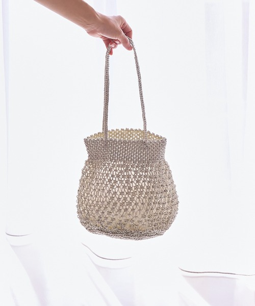 collex（コレックス）の「【ANANS】　SMALL マクラメ メタリック トートバッグ（かごバッグ・レディース・シルバー/ゴールド/ブラック・フリー）」の10枚目の写真