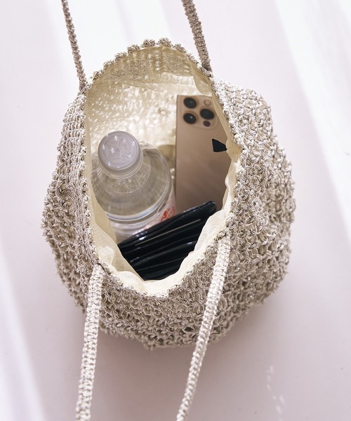 collex（コレックス）の「【ANANS】　SMALL マクラメ メタリック トートバッグ（かごバッグ・レディース・シルバー/ゴールド/ブラック・フリー）」の9枚目の写真